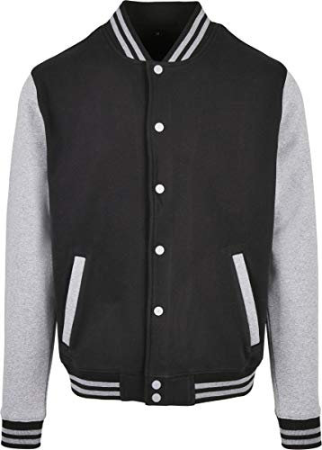 Build Your Brand Basic College Jacket Black/Heather Grey XL