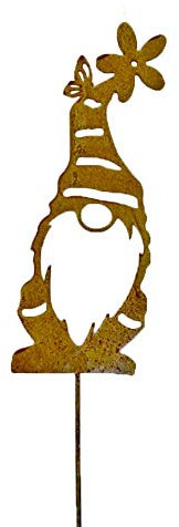 Bornhöft Gartenstecker Zwerg Gnom Klausi Beetstecker Topfstecker Metall Rost Gartendeko Edelrost rostige Dekoration 40cm (Ede)