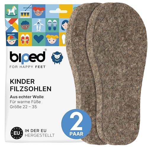 biped 2 Paar Kinder Filz Einlegesohlen aus reiner Wolle - Schuheinlagen aus natürlichem Filz für ein angenehmes Klima im Schuh z2755