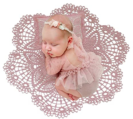 Camidy Neugeborenen Fotografie Requisiten - 2Pcs Aushöhlen Matte Posiert Kissen Set für Baby-Shooting - Blatt mit Niedlichen Kissen für Dusche, Geburtstag, Party - Requisiten für Infant Jungen