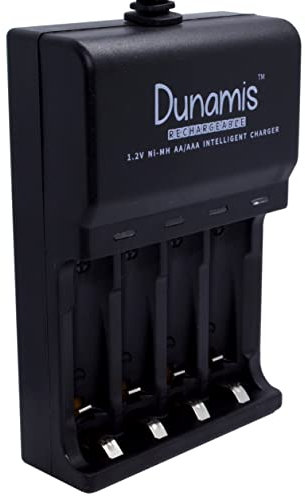 Dunamis Intelligent USB Battery Charger for 1.2v AA or AAA NiCd & NiMH Rechargeable Batteries - (Charger Only (No Batteries), Black)