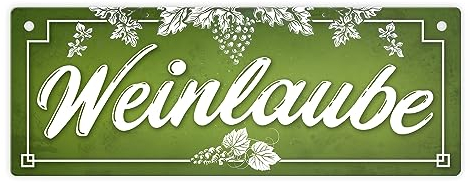 Weinlaube Metallschild XL mit idyllischem Weinreben Motiv