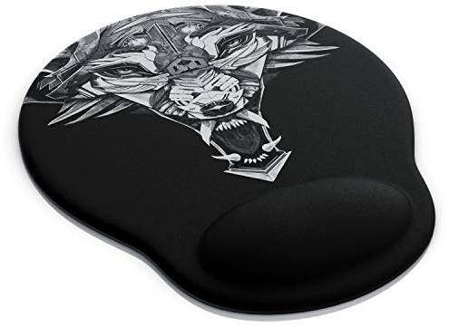 CSL-Computer Titanwolf - Office Mauspad mit Gelkissen - Handgelenkauflage - Handgelenkpolster Handauflage Gelkissen Gelpolster - abwaschbar - Silikon Unterseite - Textiloberfläche mit Mikrofaser