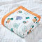 Hivia Musselin Decke 6 Lagig Kuscheldecke Baby Baumwolle 110 x 110 cm Musselin Babydecke Wickeldecke Weiche Decke für Badetuch,Kinderdecke Neugeborene Unisex (Orange Waldelefant)
