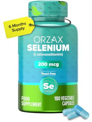 ORZAX Selenium 200mcg Capsules - L-Selenomethionine for Immune System Health & Thyroid Support - Antioxidants Supplement for Women and Men (180 Veg Capsules)