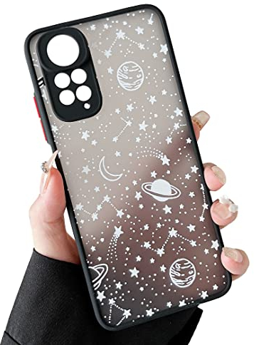 ZTOFERA Handyhülle Kompatibel mit Xiaomi Redmi Note 11 / Note 11S 4G (6,43 Zoll) Hülle, Planet Sterne Universum Muster Schutzhülle Matt Harte PC Rückseite Hülle mit Silikon Bumper Cover, Weiß Sky