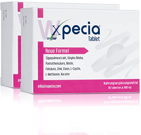 Xpecia Bloqueur DHT avec biotine et extrait de palmier de scie - Contre la chute des cheveux pour les femmes - racine de ginko, vitamines, palmiers de sciage Pack 120