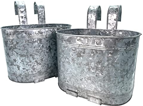 DARO DEKO Metall Balkonkasten Silber - 2er Set - Verzinkt - Blumenkasten Pflanzkasten Blumentopf