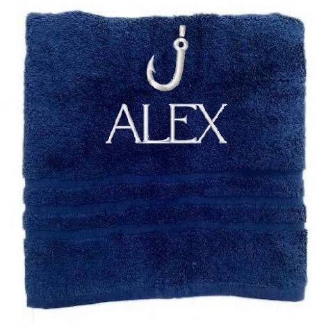 Pet-Jos Personalisiertes Handtuch mit Namen Schön gestickter Name Handbadetuch 100% Baumwollhandtuch Personalized Custom Towel with Name (140 x 70 cm, Angeln)