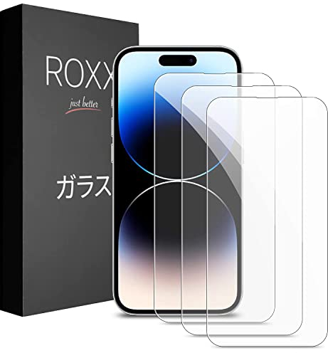 ROXX Japanisches 9H Schutzglas (3 Stück) | Volle Displayabdeckung | Kompatibel mit iPhone 14 Pro | Härter | Klarer | Kratzresistenter | Passt perfekt mit ROXX Hüllen