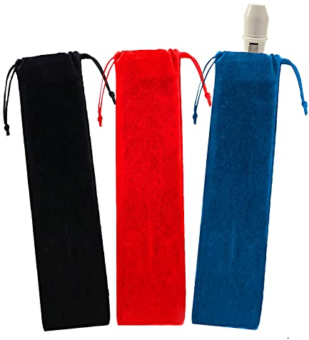 Flauti Custodia,Custodia Flauto Dolce Soprano,Soprano Recorder,Borsa Morbida per Flauto,Flauto per Bambini Custodia,Ideale per Flauti,Clarinetti,Bacchette,Armoniche,Cucurbitacee, Nero/Rosso/Blu,37X6cm