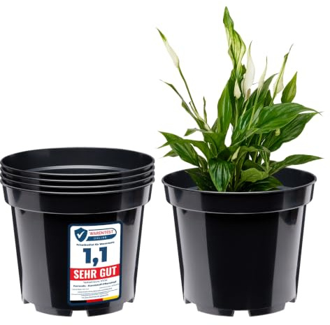 Garronda Blumentopf Kunststoff Pflanztopf rund Kräutertopf Anzuchttöpfe Blumentopf Schwarz für Innen und Aussen 31cm GD-0025 (5 Stück Schwarz, ⌀ 31cm H 25,5cm)