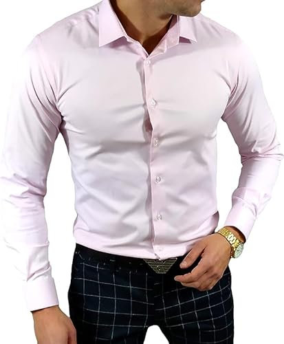 Espada Men's Wear Camicia classica dal taglio sottile rosa ESP06 Grande S-3XL, Colore: rosa., L