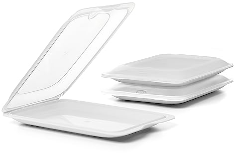 TATAY Aufschnittboxen für Kühlschrank | 3er Set Standard | Frischhaltedosen mit Deckel, Stapelbar | Geeignet für Gefrierschrank, Mikrowelle und Spülmaschine | BPA-frei, 17x3,2x25,2 cm, Weiß