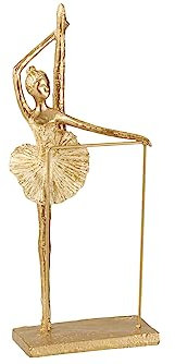 J-line Ballerina Bein hoch Figur Skulptur Tänzerin Poly Farbe Gold H38 cm
