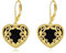 Schwarze Onyx Ohrringe - Sterling Silber 18K Gelb Gold Überzogene Filigrane Herz Brisur Boho Drop Schmuck Geschenke für Damen Mädchen