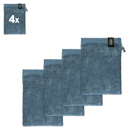 SCHÖNER WOHNEN Waschlappen Baby Frottee Baumwolle Öko-Tex - blau - Waschlappen-Set im 4er Pack für Gesicht - Waschhandschuh Körper - 16x21cm - klein - Waschlappen für Kinder & Neugeborene
