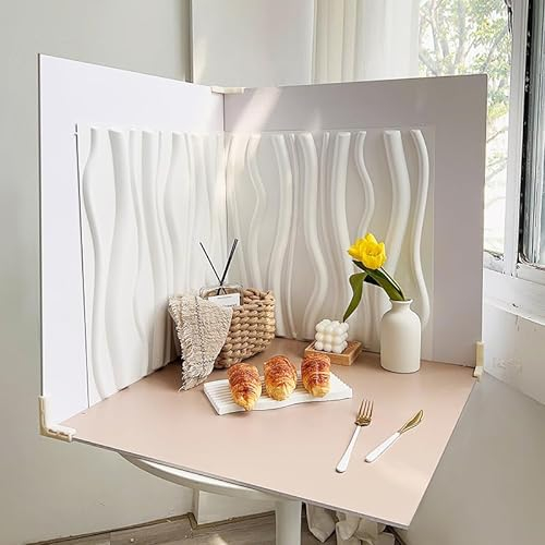 Lot de 5 Grands Tableaux de Fond stéréoscopiques 3D Double Face imperméables réutilisables pour Photographies Alimentaires, Bijoux, Accessoires cosmétiques - 8 Motifs - 61 x 61 cm