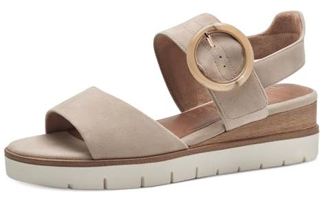 Tamaris Damen Plateau Sandalen Leder Sommer; IVORY UNI/beige; 37 EU