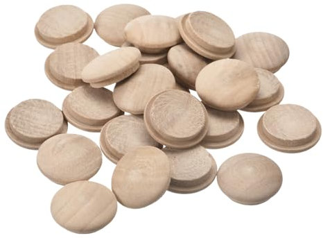 sourcing map Holzstopfen, 25 Stück 25 x 20 mm - Buchenholz-Knopfstopfen, Schraubenlochabdeckungen, dekorative Holzabdeckung für Treppenstühle, Möbel und Holzarbeiten