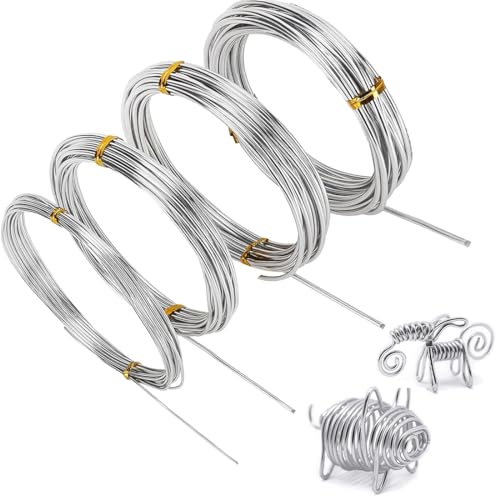 GXGM 4 Stück Basteldraht 0.8/1/1.5/2MM*10M DIY Draht zum Basteln Schmuckdrah, Bindedraht Modellierdraht Draht Rostfrei für Schmuckherstellung Bastelarbeiten