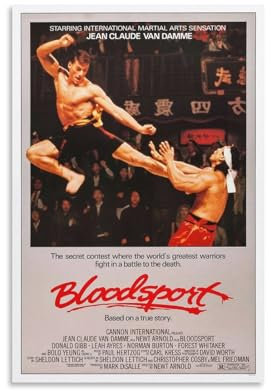 LIANGSHUANG 1988 American Martial Arts Actionfilm Bloodsport Poster Poster Malerei Leinwand Wandkunst Wohnzimmer Poster Malerei 30 x 45 cm
