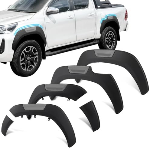 JHCHAN Kotflügelverbreiterung 6 Fender Flares für Toyota Hilux 2015-2025, Hilux AN110 AN120 AN130 Invincible Revo Rocco GR Sport 12mm Taschenstil Radkastenverlängerung ABS