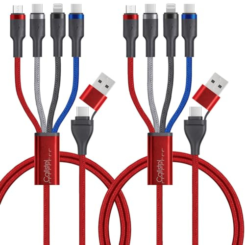 Callstel 8in1 Lade Datenkabel: 2 x 8in1-Datenkabel USB-C/A zu USB-C/Micro-USB/Lightning, 1,2m, 60w (Multi Kabel, Multikabel, Hub)