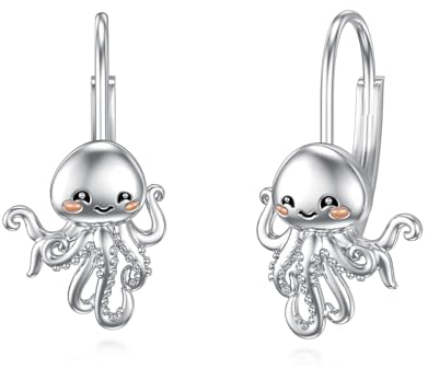 VONALA Octopus Ohrringe 925 Sterling Silber Tentakel Ozean Leverback Ohrringe Nautischer Schmuck Geschenke für Frauen Mädchen