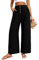heekpek Pantalon Large pour Femmes Pantalon Fluide Pantalon de Détente Léger pour Femmes Pantalon d'été Palazzo à Taille Haute avec Boutons Pantalon Causal à Taille élastiquée, Noir, L