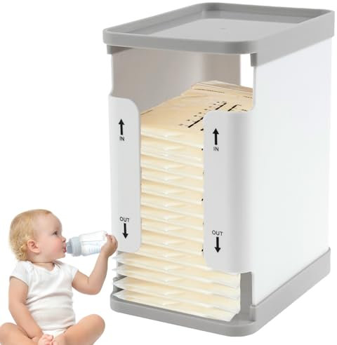 Breastmilk Storage Container 20.5×16.5×12cm Flat Freeze Breast Milkies Bags Organizer Bin Reusable Breastfeeding Supplies Storage Tower Breast Milk Storage Box Organizer for Fridge Holding 60oz Milkie