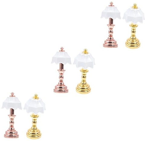HAWILLOSCH 6pcs Miniature Decorative Bedside Lamp Dollhouse Light Models for Home Desktop Decoration for Projects and Miniature House Scenes