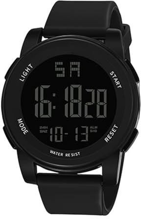 Qukaim Digital Watch Digital Sports Watch Glass, Waterproof Luminous Backlight Digital Watch for Men with Adjustable Strap