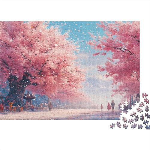Sakura Les Arbres Puzzle De 1000 Pièces pour Adultes Fleurs de Cerisier Japonais pour L'accrocher Une Fois L'assemblage Terminé Puzzle Pixel Art Puzzle De Qualité SupérieureCadeau1000pcs (75x50cm)