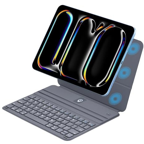 CHAINORA Funda Teclado Inalámbrico para iPad Air 11 2024/iPad Pro 11/Air 5/4, Bluetooth, Mecánico, qwerty, Ambidiestra, Despertar Automático
