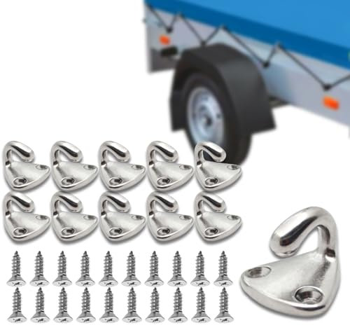 alouweekuky 10 PCS Gancho para Lona, Gancho de Red para Remolque Viene con 20 Tornillos, el Acero Inoxidable 316 es Extremadamente Duradero y Ofrece una Protección SóLida para Su Equipo de Exterior