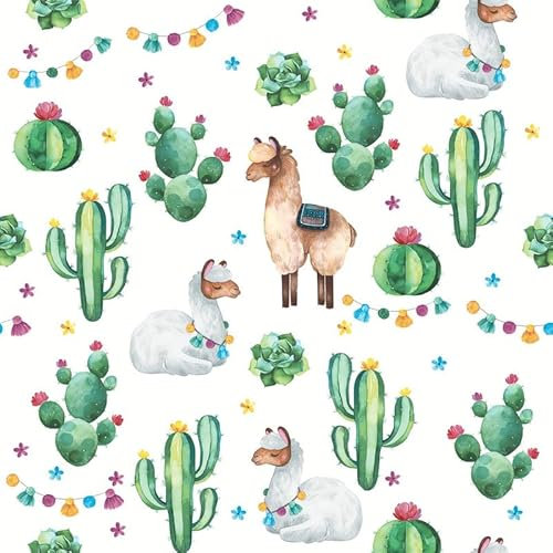 20 Servietten Tiere Lamas an Kakteen als Tischdeko. Papierservietten mit Motiv. Auch für Decoupage und Serviettentechnik 33x33cm