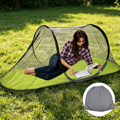 YOUYIKE Moskitonetz Reise Faltbares Pop-Up – Mosquito Netz Bett 200x72x70cm Ultralight 360° Schutz, 210D Oxford & Glasfaser | Camping, Reise, Indoor | Wasserdicht & Sofort-Einsatz (Herbstlich Grün)