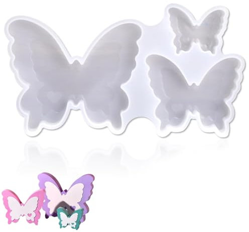 YUNYU 3-in-1 3D Silicone Moulds, Butterfly & Spring, Butterfly Silicone Mould for DIY Candles, Soap, Baking Decoration (BPA Free, Flexible Mould Spring for Easter, Crafts & Krea
