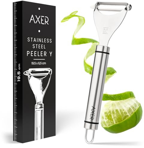 Axer Pelapatate Professionale Inox a Forma Y - Sbuccia Patate, Pelaverdure, Pelacarote, Sbuccia Mela – Sbucciatori con Lama Dentellata - Lavabile in Lavastoviglie – Potato Peeler