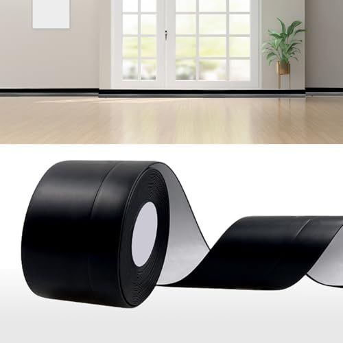 DIKARIYA Rodapies Autoadhesivo Negro, 6M PVC Adhesivo Rodapié 80mmx20mm | Rodapié Flexible Autocolante Zócalo Protectores Autoadhesivo Cocina Embellecedor Encimera Rodapie Apto Para Cocina y Baño