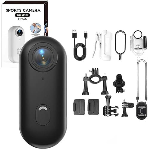 Shnbkls Treklon Pov Camera, Wearable Auto Tracking Camera For Sports, Waterproof Thumb Action Camer, Portable Video Recorder For Cycling, Diving, Travel, And Outdoor (Black)