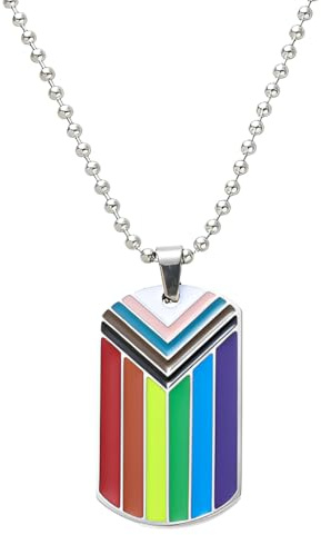 LQIOACU 1 Stück Stolz-Erkennungsmarke Halskette, Edelstahlketten für schwule Regenbogenmuster, Regenbogenketten, Herrenketten, Herrengeschenke