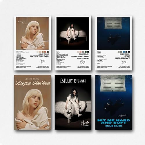Yunneat Billie-Poster, Motiv: Eilish, Vintage-Musikalbumcover, signiert, Wandkunst, Leinwand, Poster, Raumdekor, ästhetischer Druck, Dekoration, 20 x 30 cm, Stil 2
