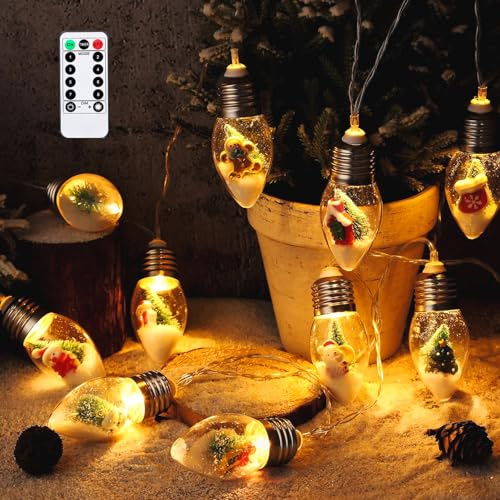 DZAY Weihnachtsdeko Innen Lichterketten mit 10 Kleine Holzhäuser Feen Lichter,Weihnachtsbeleuchtung Innen Häuser String Lights,Weihnachten Deko LED String Lichter für Schlafzimmer Dekor (02)