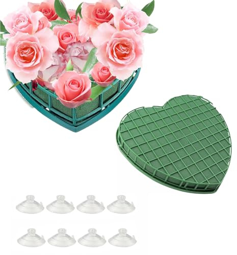2 Stück Steckschaum Herz, 21 CM Steckschwamm für Blumen, Blumensteckmasse für Blumengestecke mit Gitter, Nasssteckschaum, Steckmoos, Floralschaum nass Floralschaum für Partys, Geschenke, Hochzeit