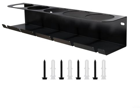 Portautensili e bombolette spray in metallo pesante, con 5 scomparti per bottiglie e 6 scomparti per attrezzi, montaggio a parete per garage o spazio di lavoro mobile