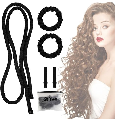 Heizloses Kleines Lockenstangen Stangen Stirnband, Heatless Curls Band, Hitzefreie Lockenwickler Schwarz, Overnight Curls, Kein Hitzes Dünnes Locken Stirnband, Geeignet für Langes Haar und Kurzes Haar