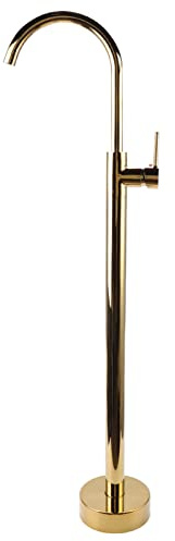 Depisuta Robinet de Baignoire Autoportant, Robinets de Douche de Remplissage de Baignoire à Montage au Sol de 43,3 Pouces, Robinet de Support de Sol en Laiton et en Acier Inoxydable pour (GOLD)