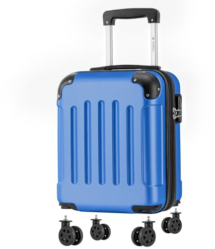 YONSLY Kabinenkoffer mit abnehmbaren Rädern, S Koffer Suitcase Saphirblau, Trolley Reisekoffer, Rollkoffer Handgepäck mit 4 Rollen 360°, Hartschalenreisekoffer, Zahlenschloss, Gummigriff